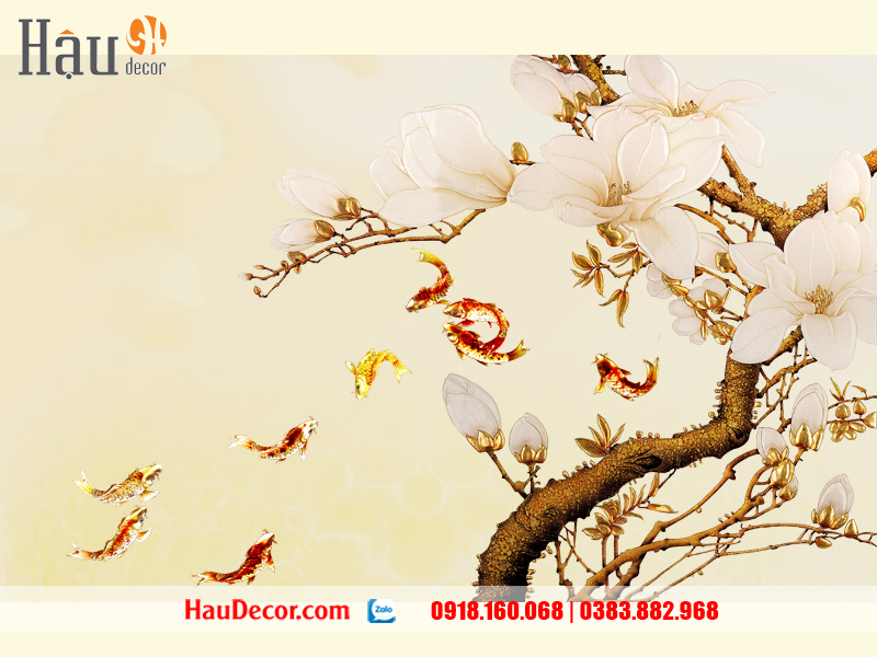 Tranh Dán Tường Cá Chép Hoa Sen 1067