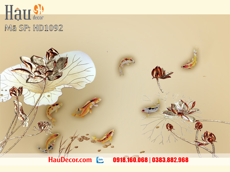 Tranh Dán Tường Cá Chép Hoa Sen 1092