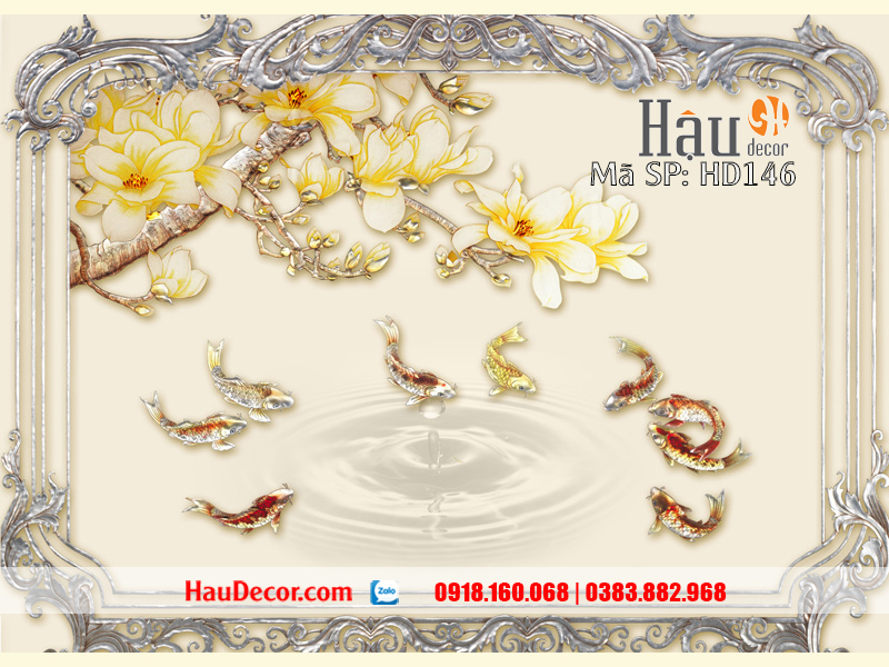 Tranh Dán Tường Cá Chép Cửu Ngư Quần Hội 146