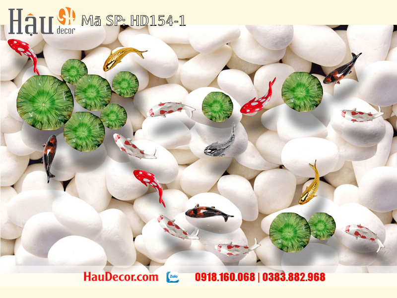Tranh Dán Tường Cá Chép Hoa Sen 154-1