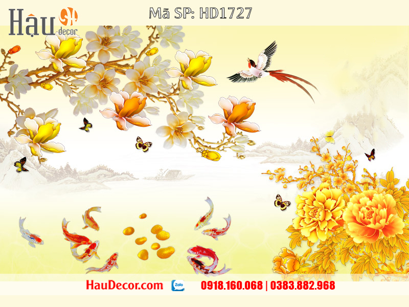 Tranh Dán Tường Cá Chép Cửu Ngư Quần Hội 1727