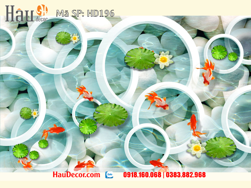 Tranh Dán Tường Cá Chép Hoa Sen 196