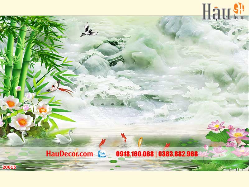 Tranh Dán Tường Cá Chép Hoa Sen 20615