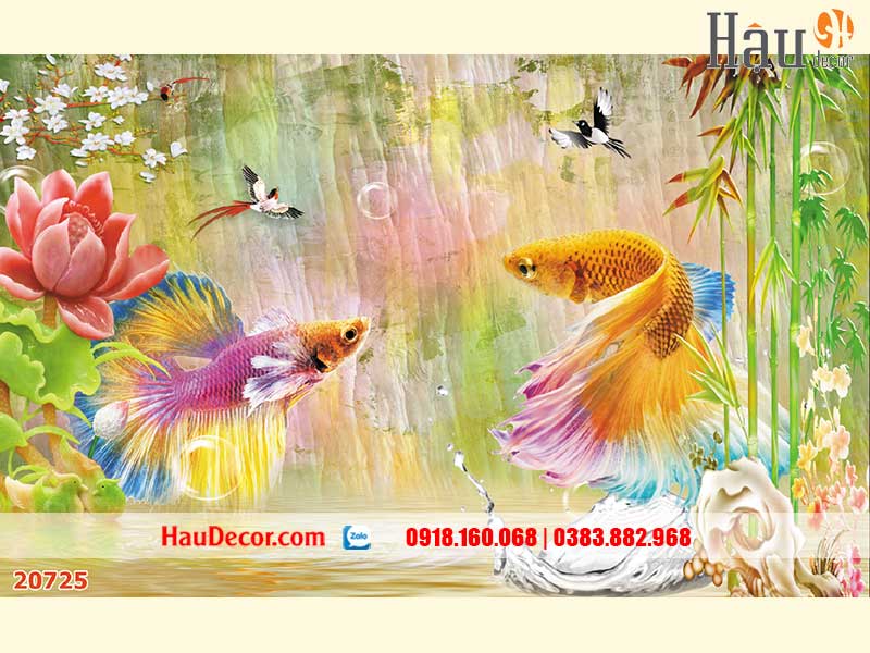 Tranh Dán Tường Cá Chép Hoa Sen 20725