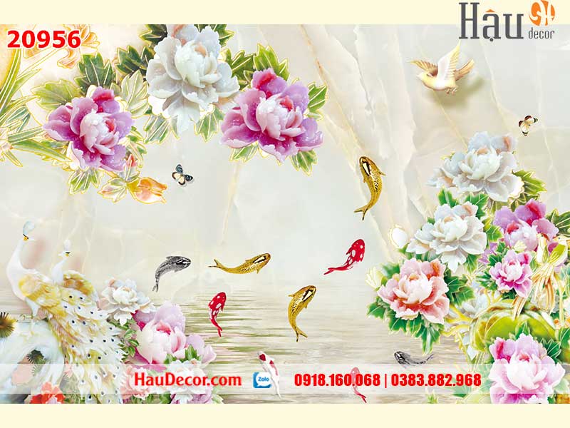 Tranh Dán Tường Cá Chép Cửu Ngư Quần Hội 20956