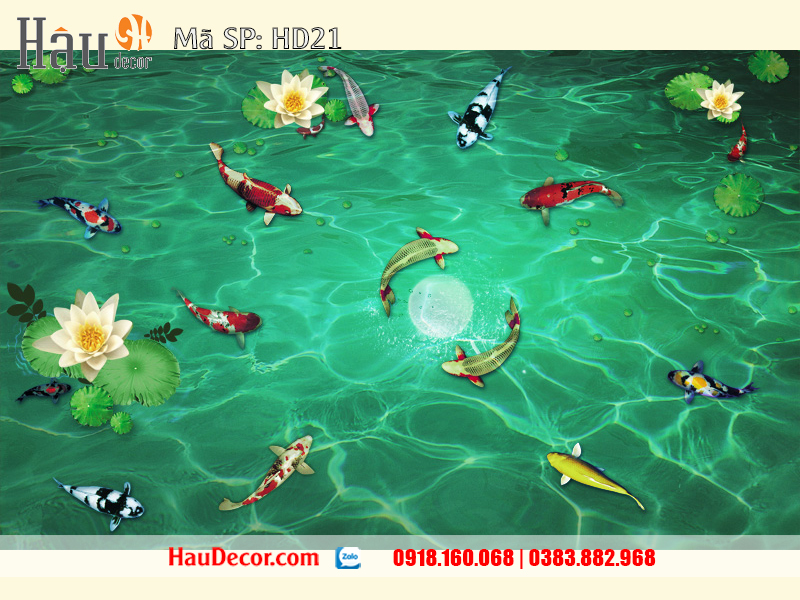 Tranh Dán Tường Cá Chép Hoa Sen 21