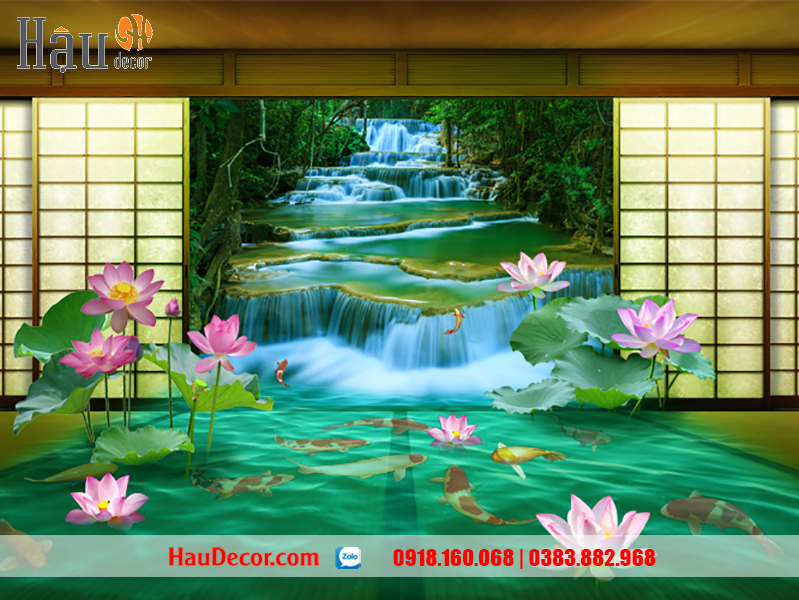 Tranh Dán Tường Cá Chép Hoa Sen 272