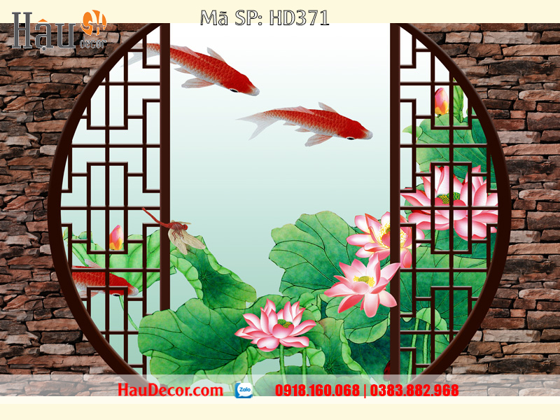 Tranh Dán Tường Cá Chép Hoa Sen 371