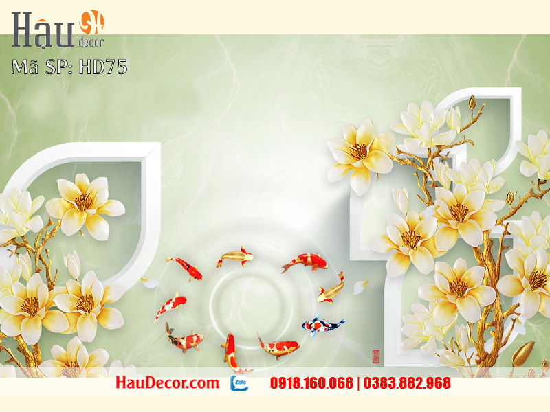 Tranh Dán Tường Cá Chép Cửu Ngư Quần Hội 75